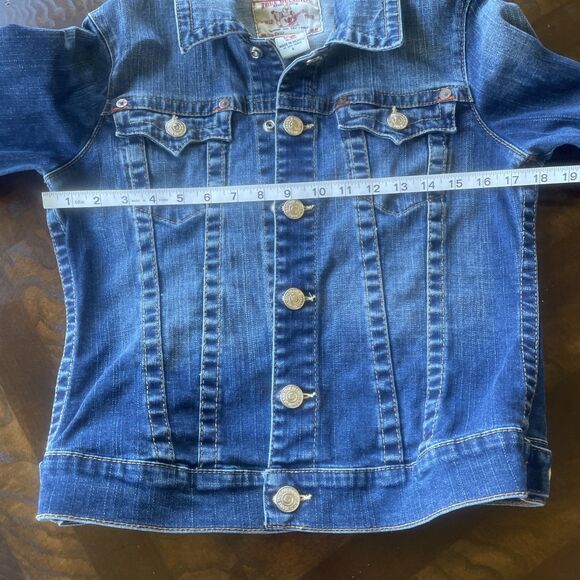 Kids True Religion Emily Blue Jean Jacket Size Large With Snap Button Closure - Picture 6 of 11